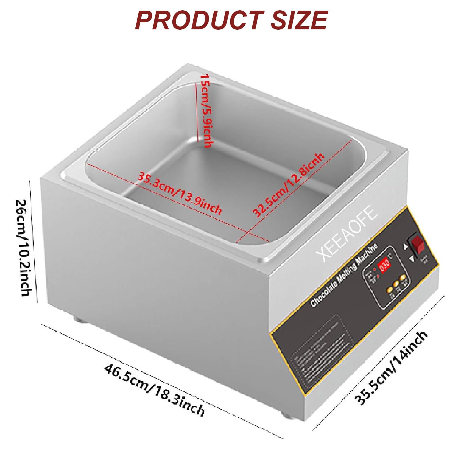 Fondoir à Chocolat à Chauffage Par Air, Machine à TempéRer Le Chocolat, Pot De Fusion De Chocolat De 27 Lb Avec ContrôLe De La TempéRature,1Tank-220V