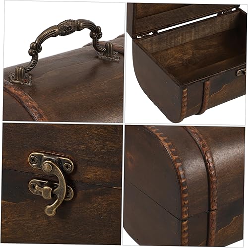 Miniatura 2 de Caja de almacenamiento vintage, cofre del tesoro pirata, pequeño cofre del tesoro steampunk, caja de joyería de madera para mujeres, cajas de