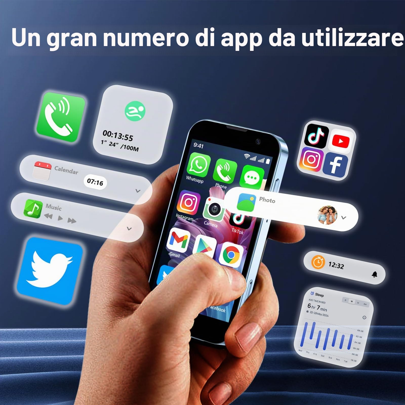 Mini smartphone con touch screen HD da 3,0", mini telefono Android sbloccato, riconoscimento facciale, Wifi, GPRS, corpo ultrasottile per bambini, cellulare con Quad-Core Rosa