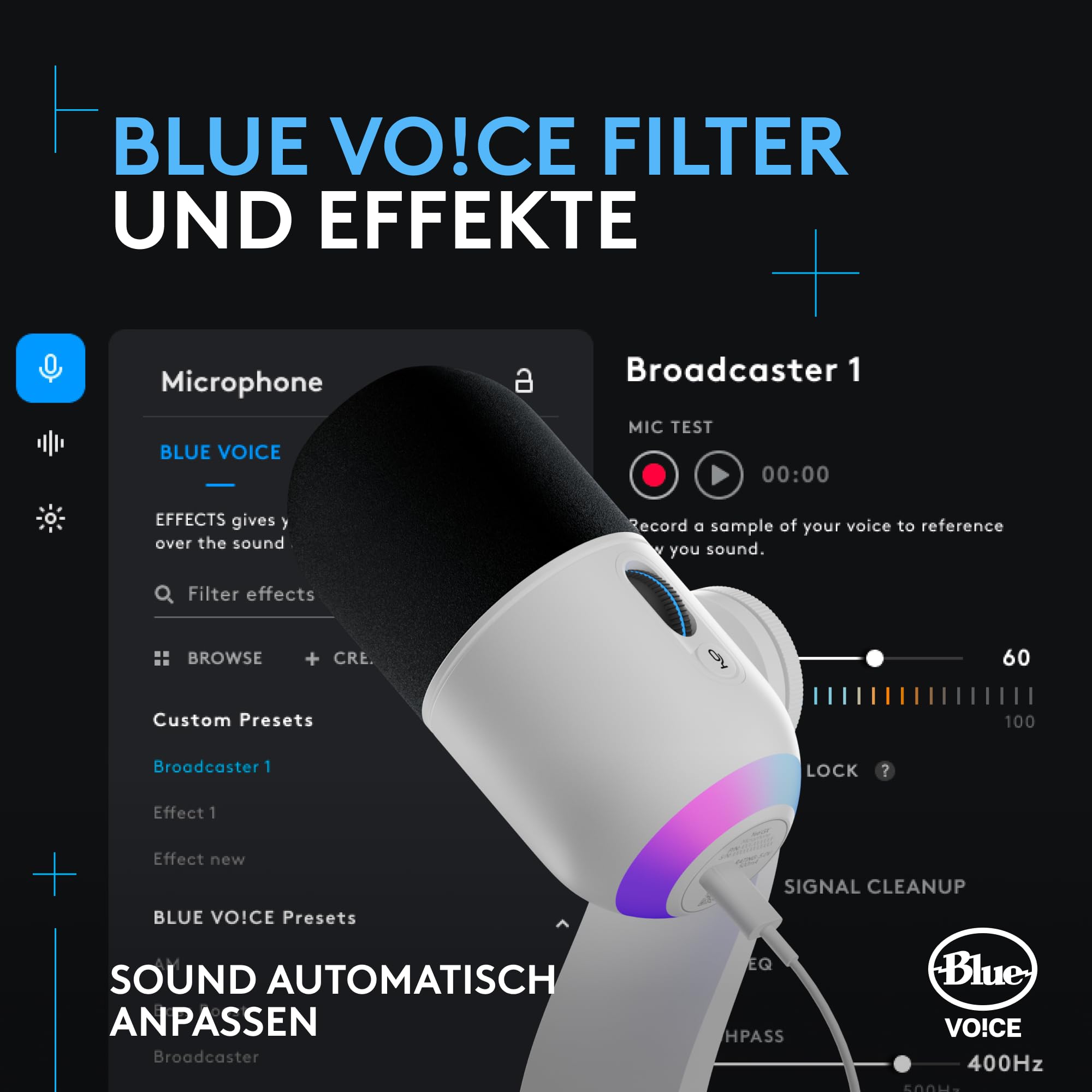 Logitech G Yeti GX dynamisches RGB-Gaming-Mikrofon mit LIGHTSYNC, USB-Mikrofon zum Streaming, Superniere, USB-Plug-and-Play für PC/Mac – Weiß