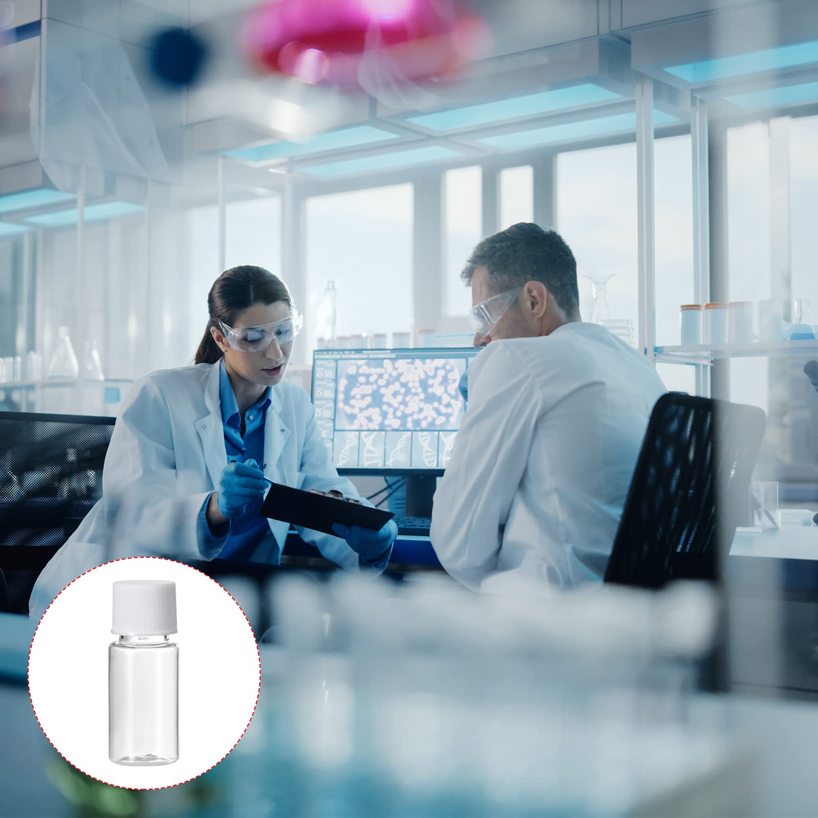 YOKIVE 50 Pezzi Bottiglie Per Reagenti Chimici, Contenitori Per Laboratorio Con Bocca Larga | Conservazionliquidi, Ideali Per Laboratorio, Negozi, Fabbrica (Trasparente, 0.34 Oz)