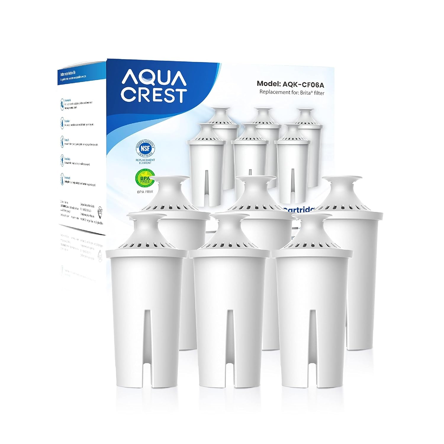 AQUA CREST Replacement for Brita Filter Brita Water Pitchers and Dispensers Classic OB03 Mavea 107007 and More NSF