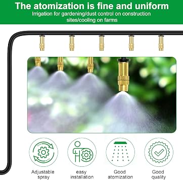 30PCS 1/4 Adjustable Copper Misting Nozzle Kalolary Brass Sprinkler Nozzle