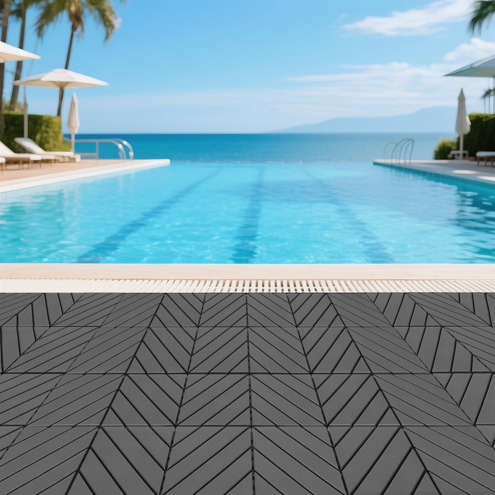 44er-Packung klick-Terrassenfliesen, 12"x12" GroßE, Wasserfeste Kunststoff-Terrassenfliesen FüR Den AußEnbereich FüR Jedes Wetter Geeignet, Veranda, Garten Und Poolbereich