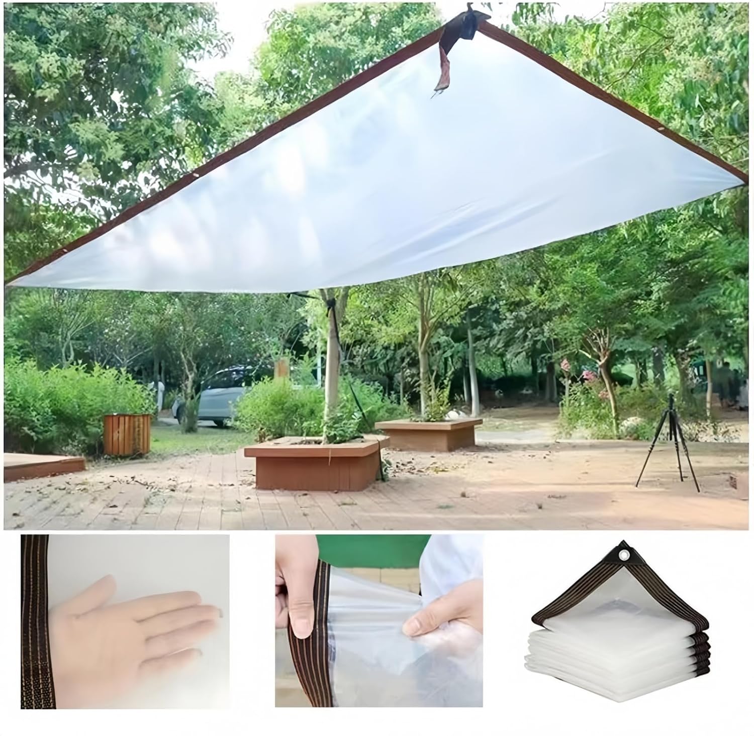 Amazon.co.jp: クリア防水ターポリンカバー 強化メッシュタープ 0.3mm PE ルーフキャノピータープ 半透明ターポリン 耐引裂性雨よけ  シート 幅 2m,2.5m,3m,3.5m,4m,4.5m,5m,5.5m,6m (サイズ：200x200cm) : DIY・工具・ガーデン クリア防水ターポリンカバー  防水シート ... BDHD クリア防水ターポリンカバー 強化メッシュタープ 0.3mm PE ルーフキャノピータープ 半透明 耐引裂性 雨よけ 透湿防