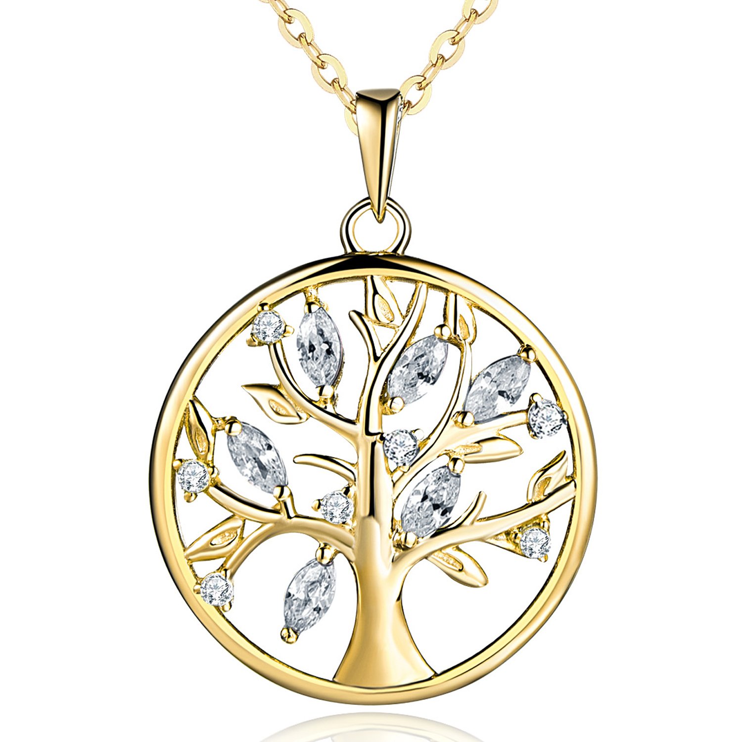 JO WISDOM Collar Colgante Arbol de la vida Plata de ley 925 Cristales AAA Circonita Mujer Joyería