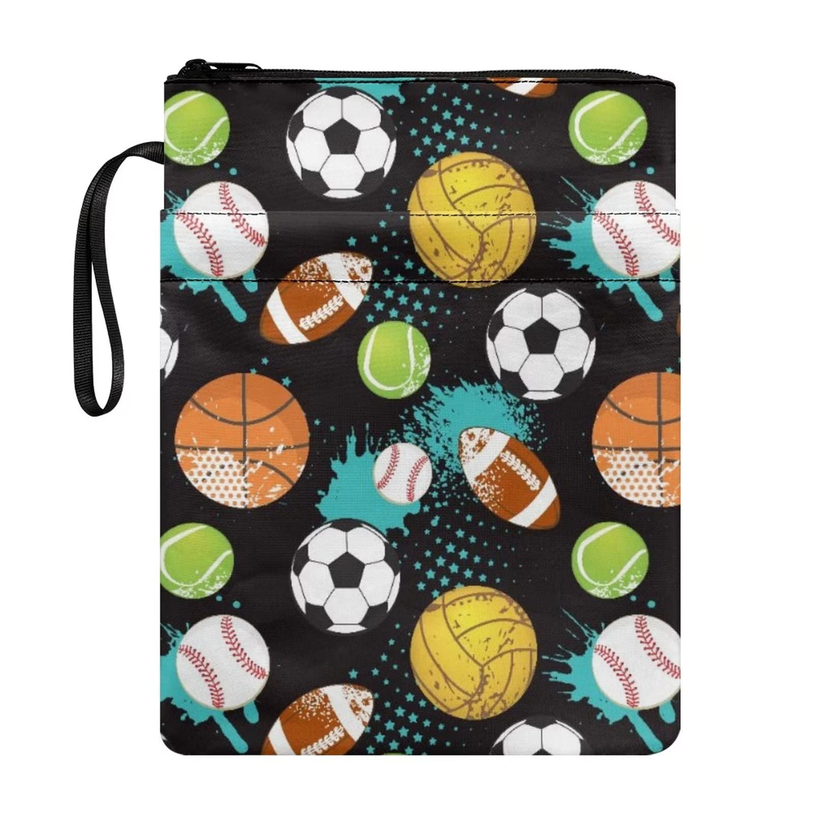 COEQINE Book Sleeve, Colorful Ball Print Boys Book Cover for Hard Cover and Paperback, Lightweight Book Cover Bag with Zipper — image 1