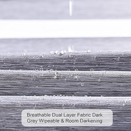 Miniatura 4 de Persilux Persianas opacas sin cordones estilo cebra para ventanas (34 pulgadas de ancho x 72 pulgadas de alto, gris oscuro) con filtro de luz de