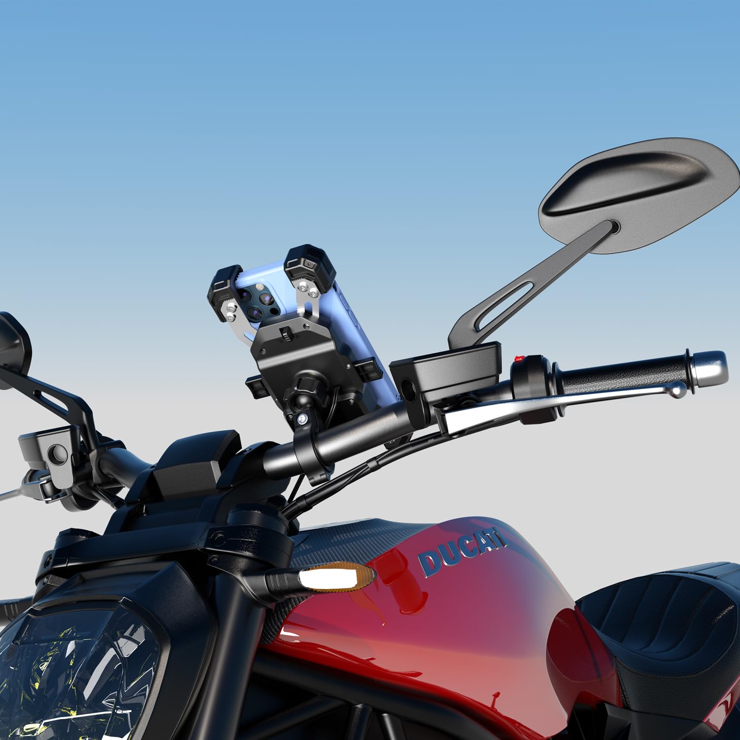iMESTOU Supporto per Telefono con Caricatore USB C Wireless per Moto, con Anello SAE-O Rimovibile, Adatto per Telefoni da 5,5 a 7,25 Pollici con Spessore Fino a 15 mm, Larghezza < 93 mm