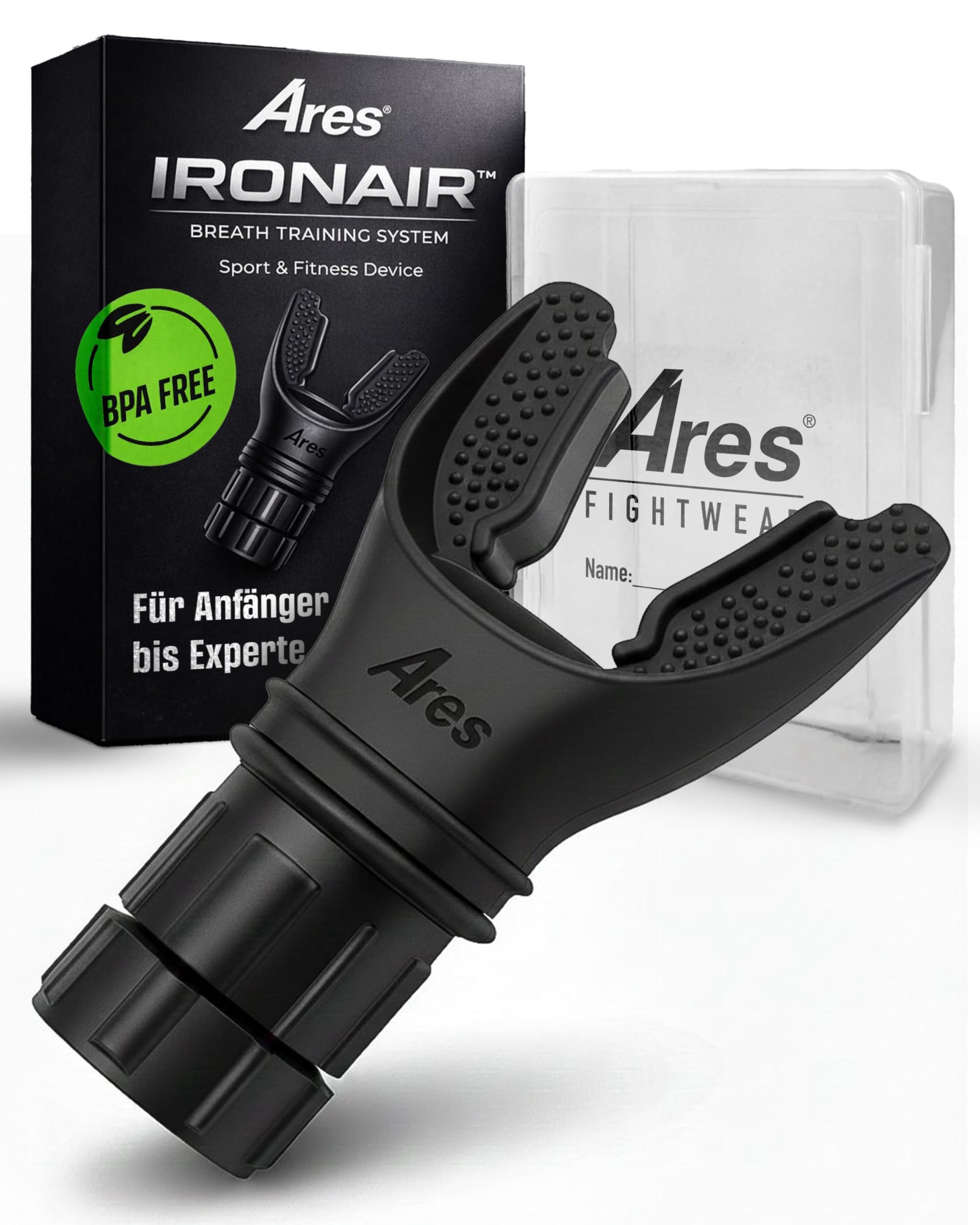 IRONAIR™ Lungentrainer für Anfänger bis Experte I Atemtrainer mit Transportbox & Trainingsguide I Effektiv Atem & Lunge trainieren Dank Atemübungsgerät I Lung & Breath Trainer
