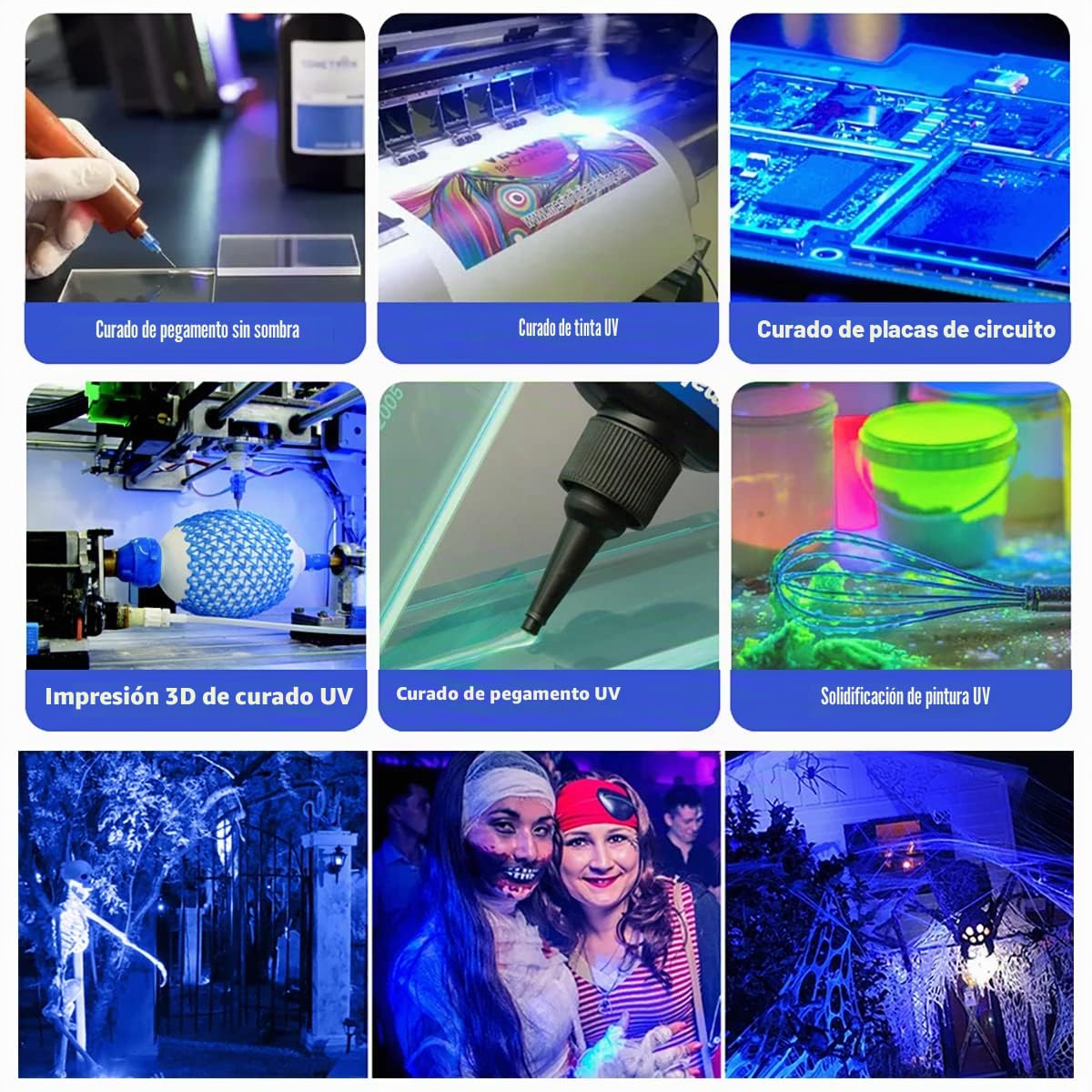 Eleganted 365nm Luz Negra Ultravioleta,100W Foco LED UV IP66 Impermeable Luces Ultravioleta para Fluorescente Pintura,Pinta Corporal,Halloween,GLOW Fiesta,Neón,DJ