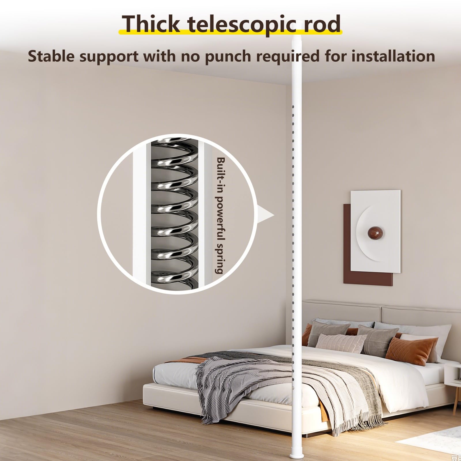 Separation de Piece IntéRieur sans Percage,Thermiques Rideau Occultant Rideau Separation de Piece SéParateur de PièCe Suspendu(Rose,Width 2.1m-2.6m)