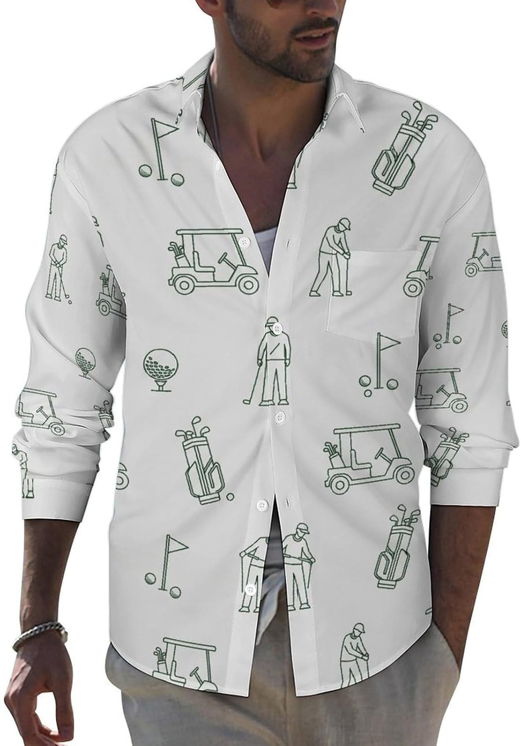 Men's Casual Button Down Shirts Lapel Pocket Long Sleeve Shirt Regular Fit