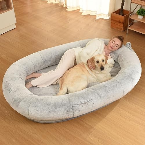 Miniatura 27 de Cama ortopédica lavable grande para perros: Cama impermeable para mascotas con respaldos - Funda extraíble y lavable para cama de perro grande de