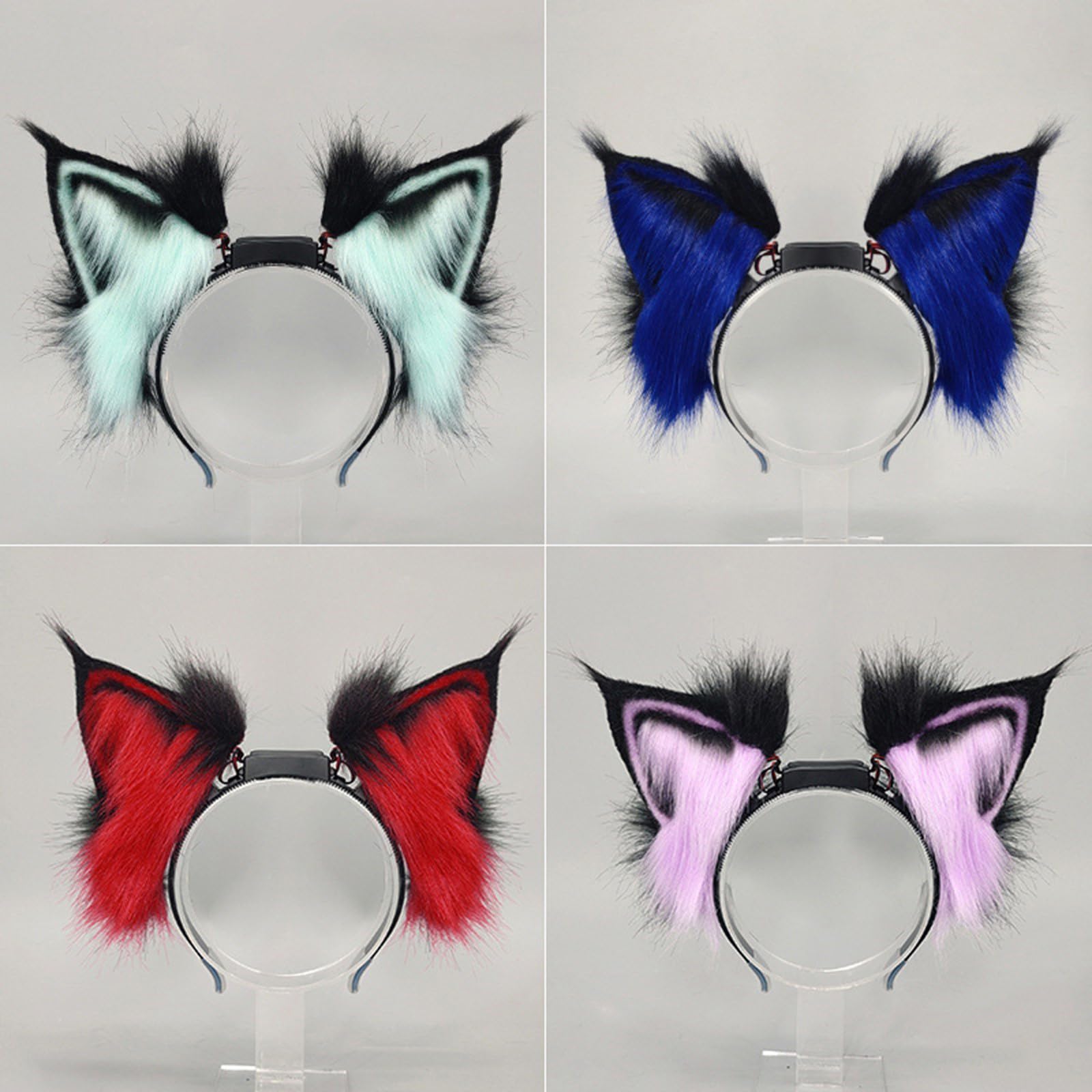 COSPLAY - Diadema de orejas de gatito con orejas de animal, gatito peludo, carnaval, fiesta, animado, disfraz de fiesta peluda, diadema suave y móvil