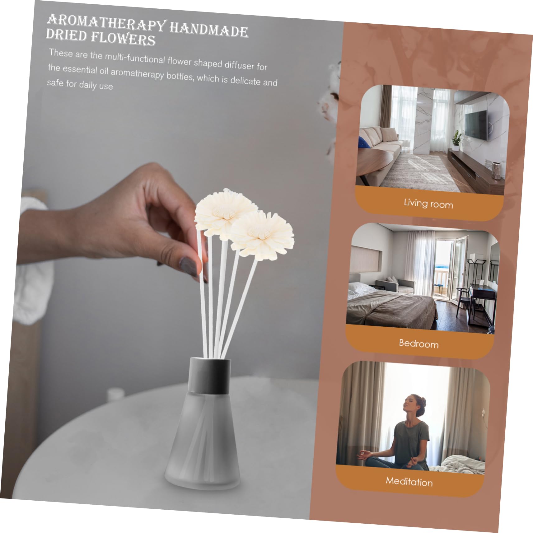 NOLITOY 4pcs Natural Cotton Dried Flower Diffuser Unique Flower Decor for Home Versatile Non-Electric Bedroom Fragrance Beautiful Crafting Materials