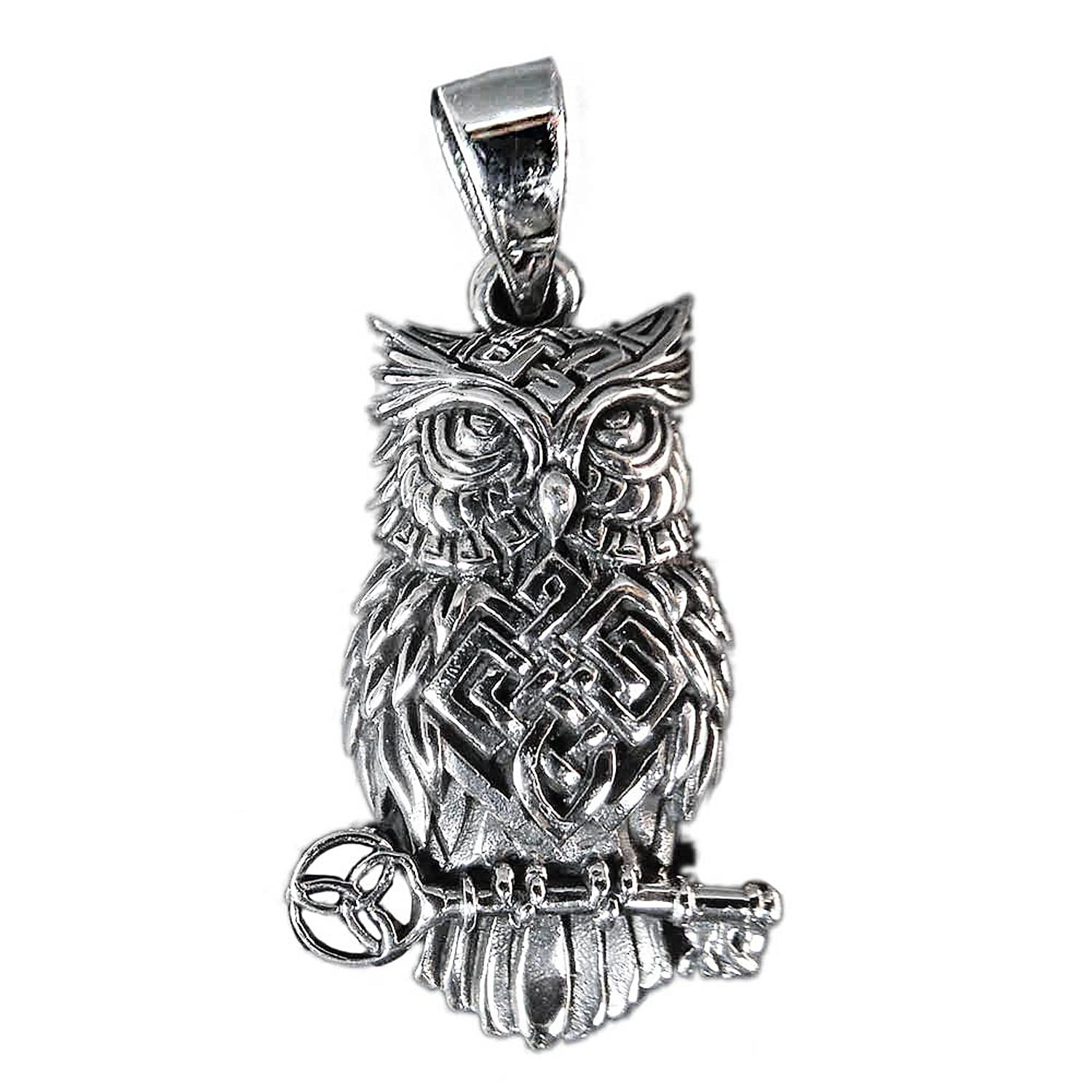 NKlaus Zawieszka na łańcuszek sowa srebro 925 oksydowane 3 cm Celtowie talizman szczęścia amulet 10814, Srebro
