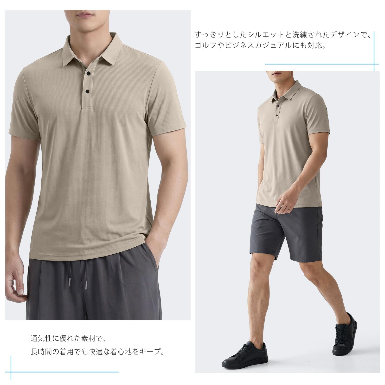 [Dnzzs] ゴルフ ポロシャツ メンズ 冷感 半袖 速乾 通気 伸縮 軽量 ストレッチ スポーツ ランニング トレーニング アウトドア 春夏用 - 3