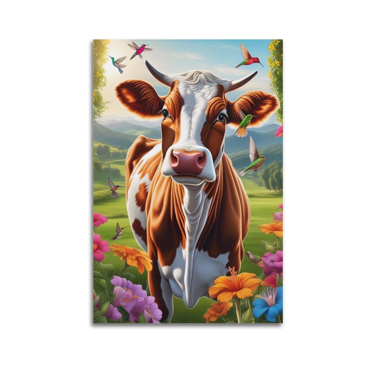 ZSZWHJ Animal Poster Cattle on The Prairie Poster Decorative Painting Canvas Wall Posters And Art Picture Print Modern Family Bedroom Decor Posters 20x30inch(50x75cm)