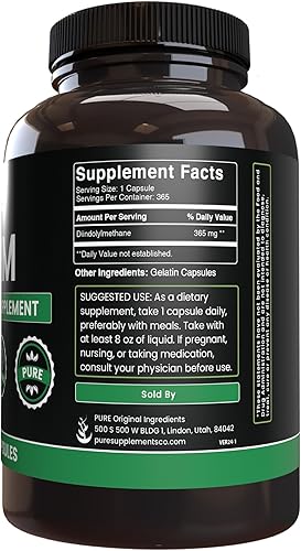 Miniatura 2 de PURE ORIGINAL INGREDIENTS Diindolilmetano (DIM) (365 cápsulas) sin relleno de magnesio o arroz, siempre puro, verificado por laboratorio