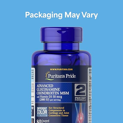 Vista 9 de Puritan's Pride Glucosamina avanzada condroitina MSM con vitamina D3 50mcg (2000 UI), suplemento dietético para la salud de las articulaciones, 80