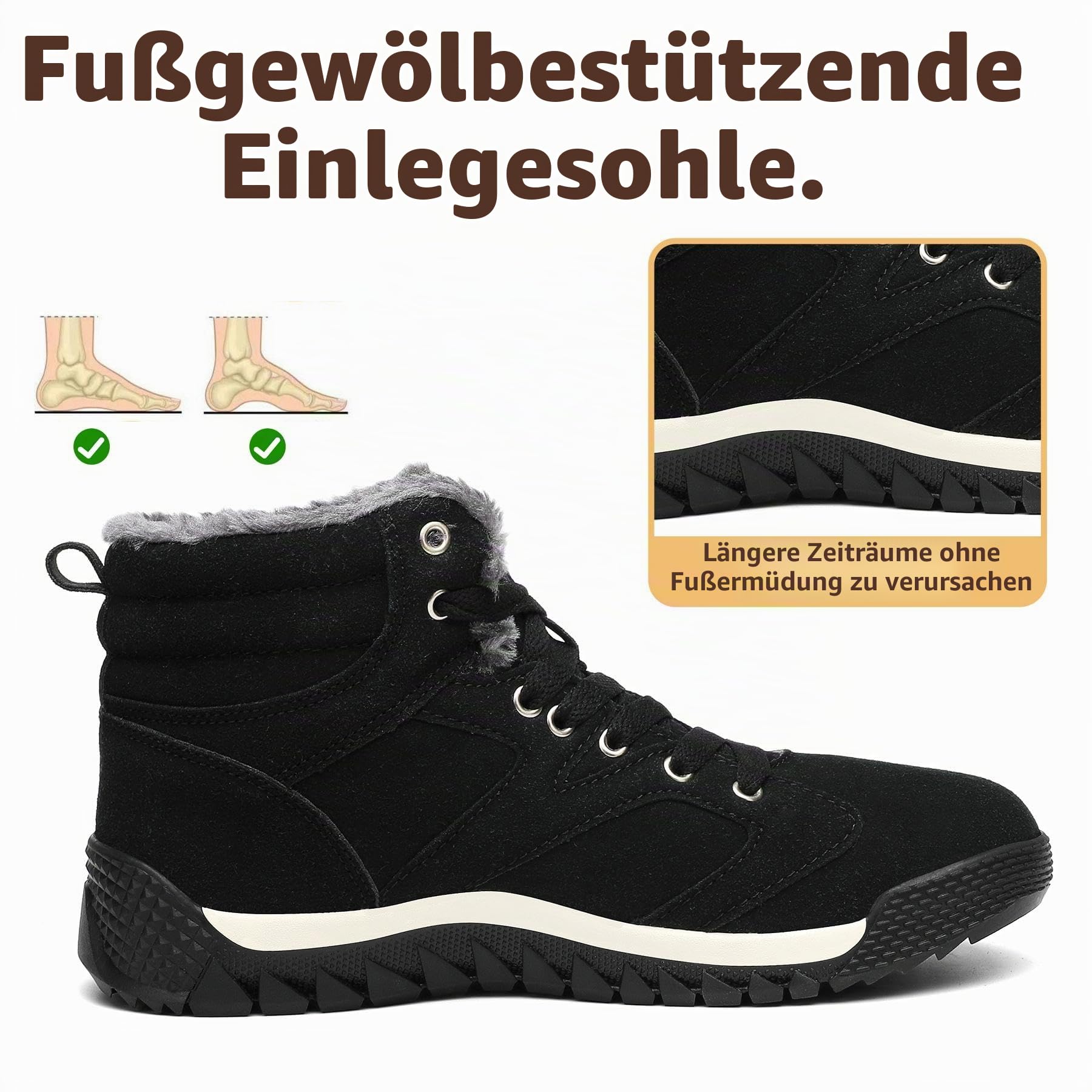 Mishansha Damen Winterschuhe Warme Gefüttert Winterstiefel Tiefschwarz 40