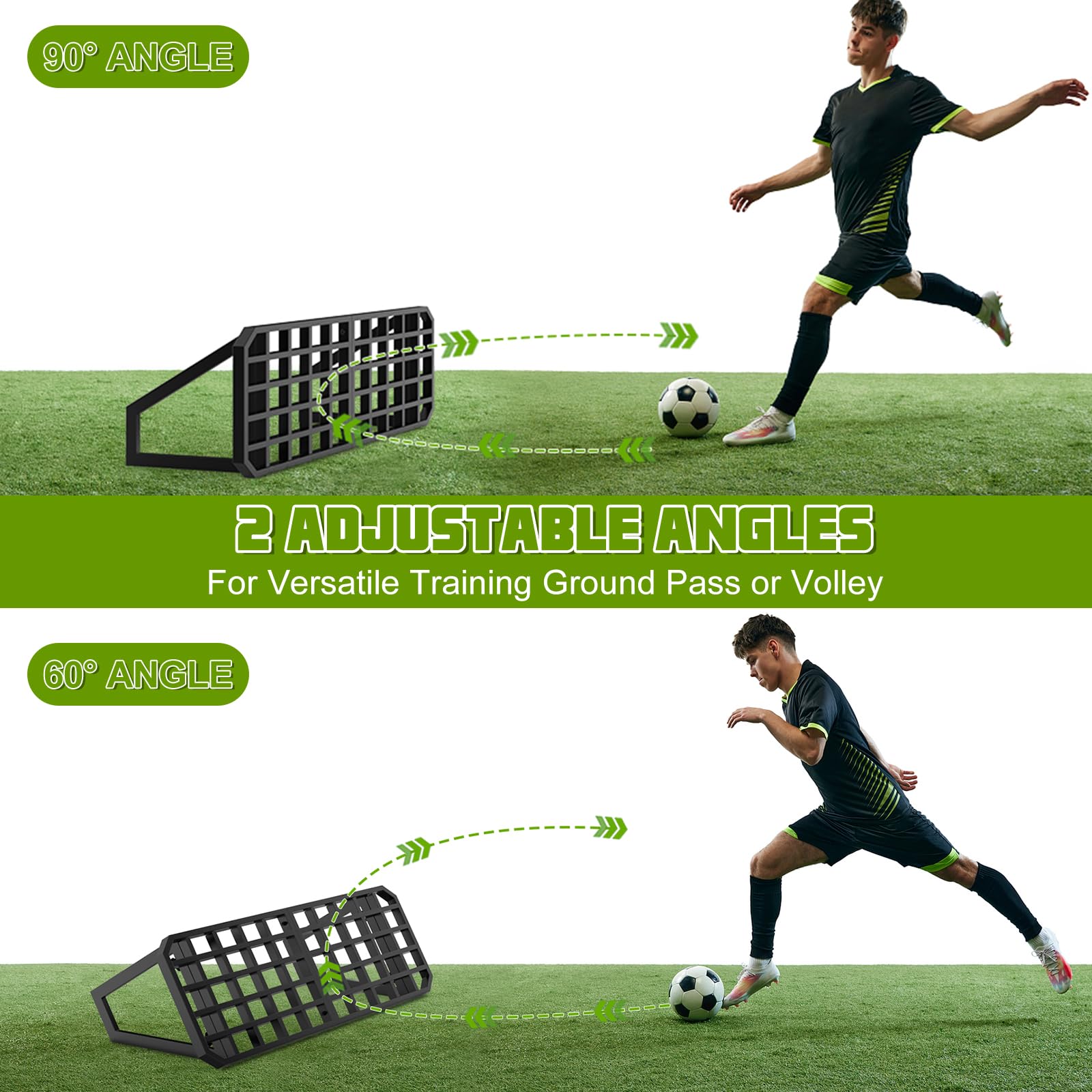 Fußball Rebound Board, Rebounder Board Fussball Trainingszubehör - Pass & Schuss Fußball Training, Fussball Rebounder mit 2 Rückprallwinkeln