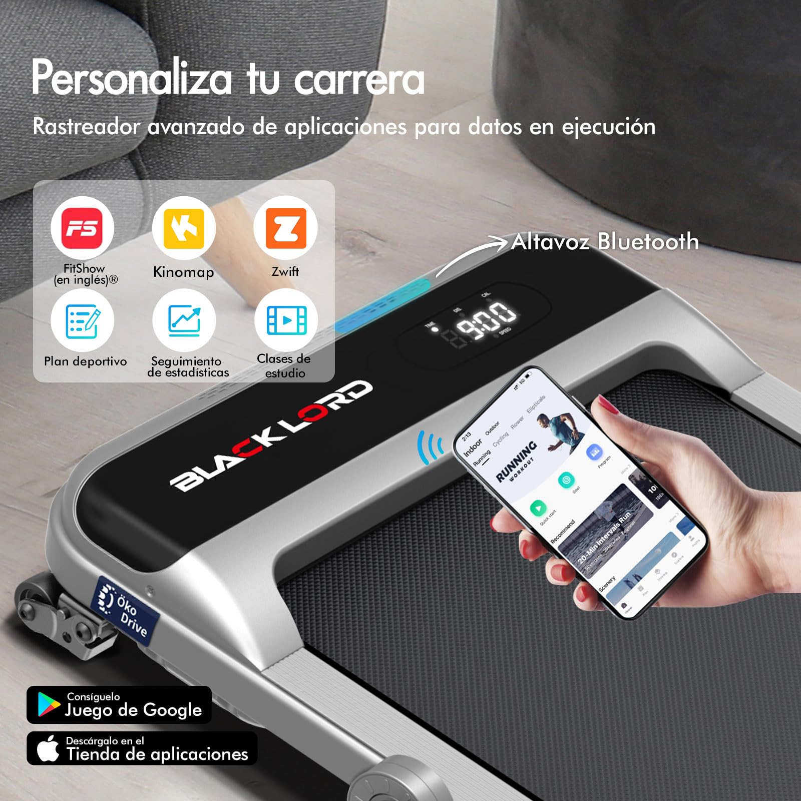 BLACK LORD Cinta de Correr, Walking Pad con/sin inclinación del 9%, Superficie de Carrera,9/12/16km/h, para Debajo del Escritorio, Pantalla LED, portátil,silenciosa,Capacidad de Peso de 120/130/140kg