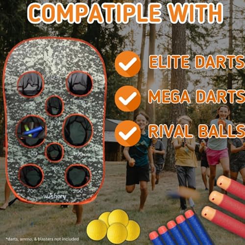 Miniatura 6 de Objetivo grande para niños. Juguete de práctica de tiro con red de almacenamiento para niños. Perfecto para fiestas Nerf en interiores y exteriores,