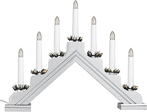 Garden Mile Traditional Silver Christmas Candle Bridge Arch - Festive Traditional LED Flameless Candles Large Christmas Decorations for Festive Décor - Xmas Window Sill Decorations