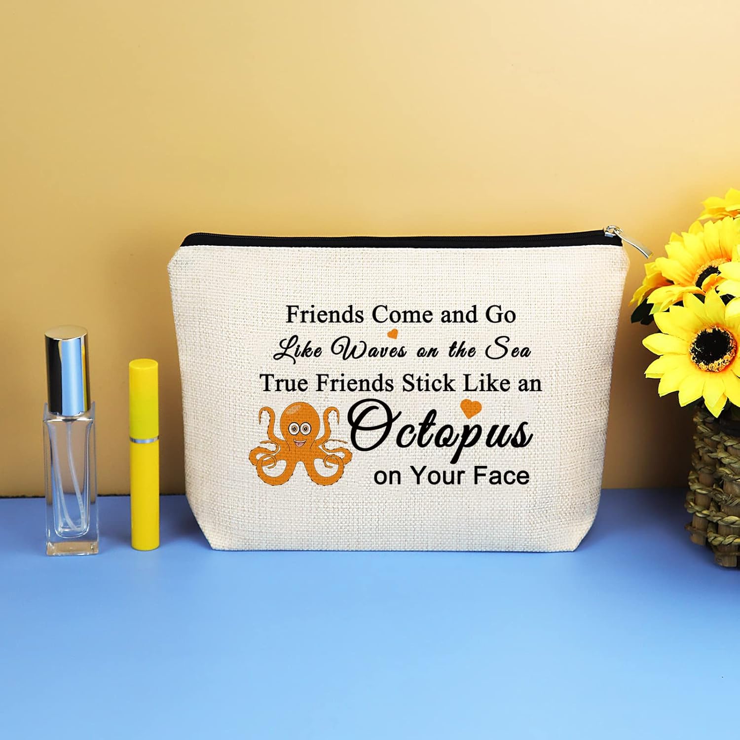 Friendship Makeup Bag Funny Best Friend Gift for Women Octopus Lover Gift for Sister Travel Cosmetic Bag Long Distance Friendship Present Birthday Graduation Present for Best Friends Bestie Sister - Image 7