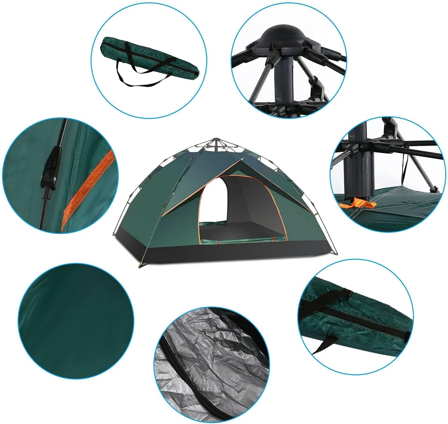 Wurfzelt 2–3 Personen | Automatisches Pop Up Camping Zelt wasserdicht & Winddicht | Schnellaufbau Zelt für Outdoor Camping | Leichtes Zelt für Zelte, Wetterschutz & Zubehör
