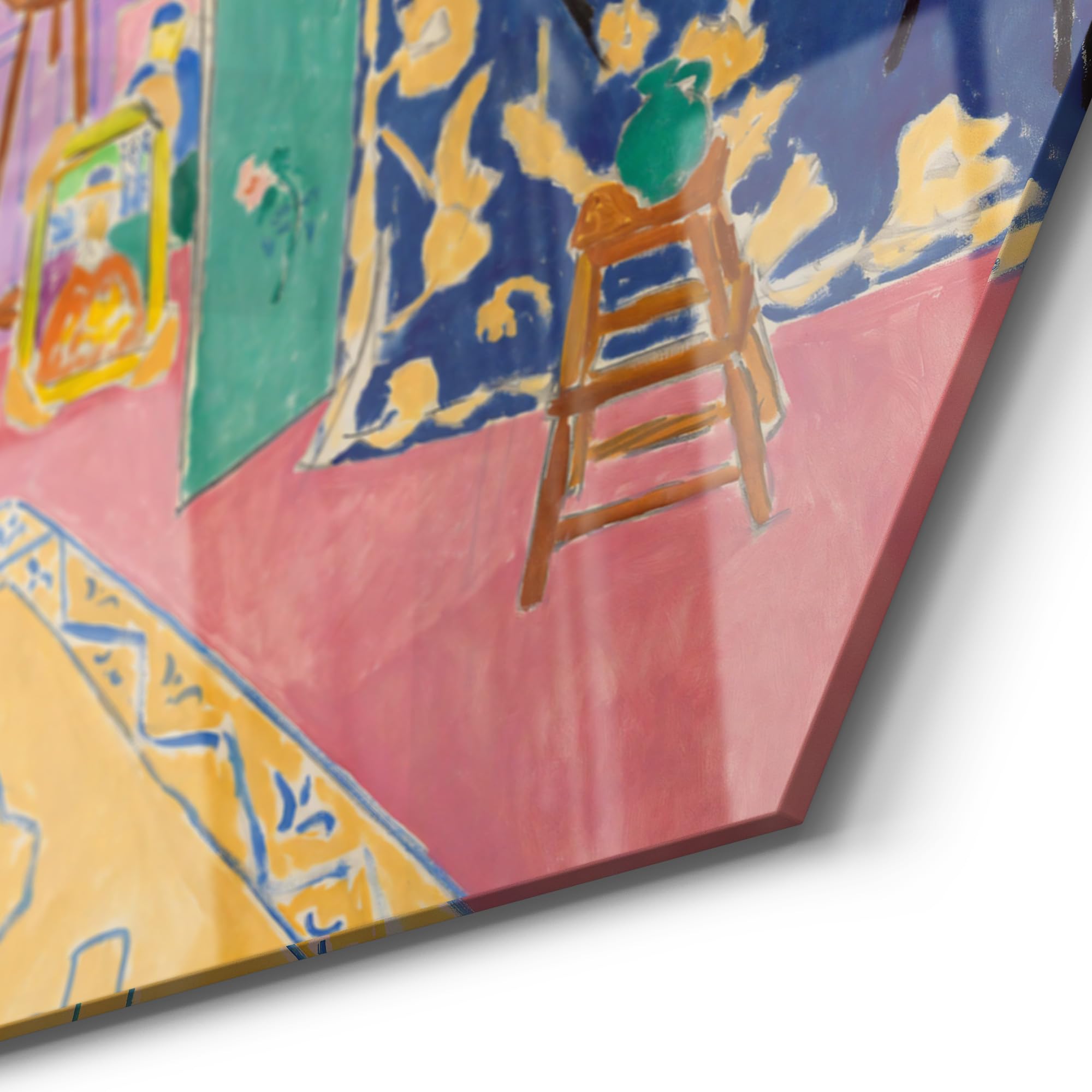 DEQOART Pizarra magnética de cristal, hexagonal, 40 x 34,5 cm, diseño de vida creativa de estudio, tablero de notas de cristal, incluye imanes, bolígrafo y paño para cocina y oficina, pizarra para