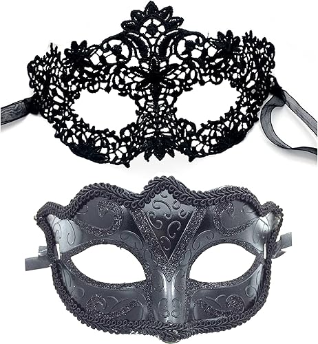 Máscara de mascarada para mujer, máscaras de encaje Mardi Gras, máscara veneciana para fiesta de máscaras, accesorios de disfraz, Negro -