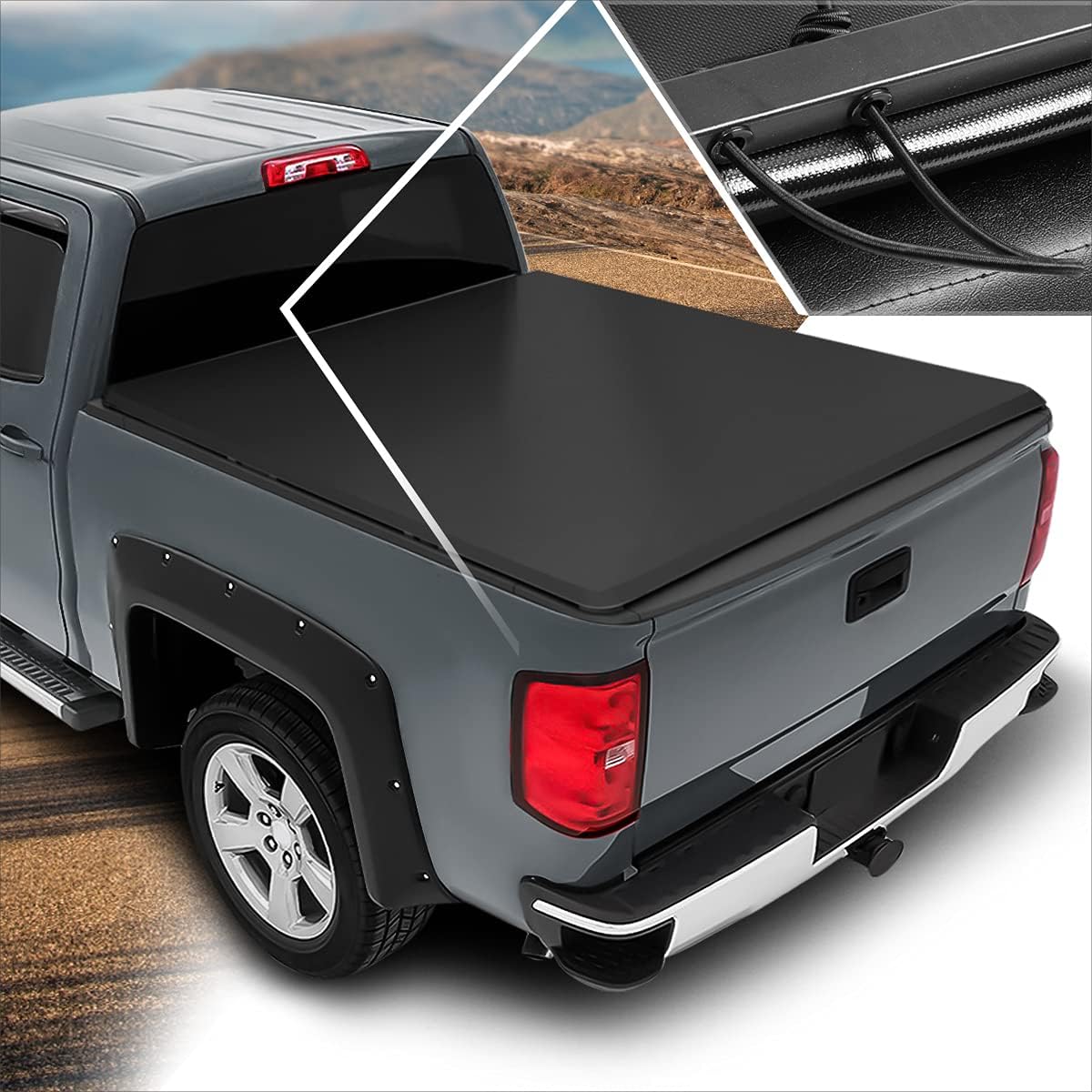 Vinyl Soft Tri-Fold Truck Bed Tonneau Cover Compatible with 89-04 Toyota Tacoma Pickup 6Ft Styleside Bed