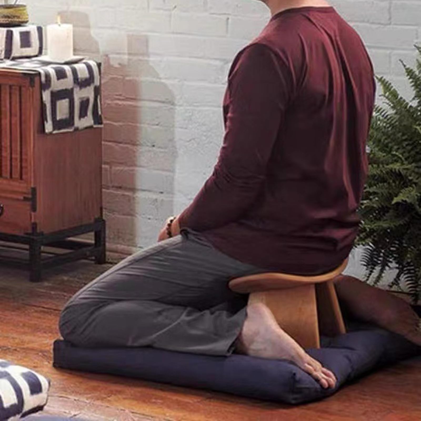 Banc De Méditation, Tabouret De Méditation Portable De Siège Ergonomique Incliné Bords Ronds Faits À La Main À Genoux À Genoux À Genoux Prière À Genoux,2,M
