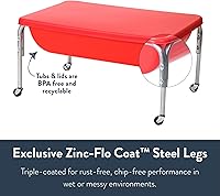 Vista 8 de Mesa sensorial mediana con tapa de Children's Factory – 18" de altura, caja de arena con tapa, mesa de agua para niños, rojo