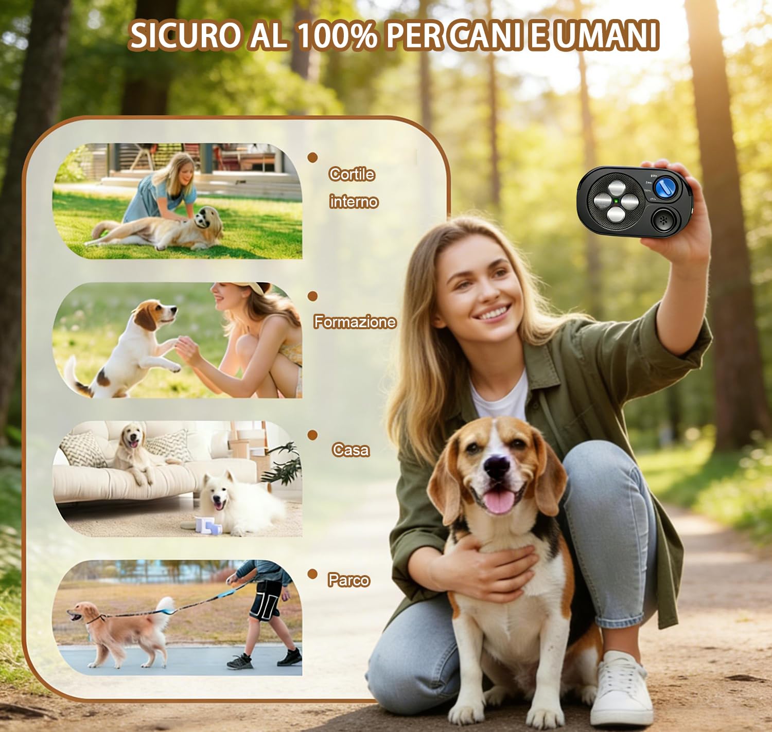 Dispositivo Anti-Abbaio, Deterrente Ultrasuoni per Abbaiare Cane 3 Aodalità, 23 m Stop Abbaiare Cane, Tappo Corteccia Sonico Interni Esterni, Dispositivi Anti Abbaio, IP65 Ricaricabile