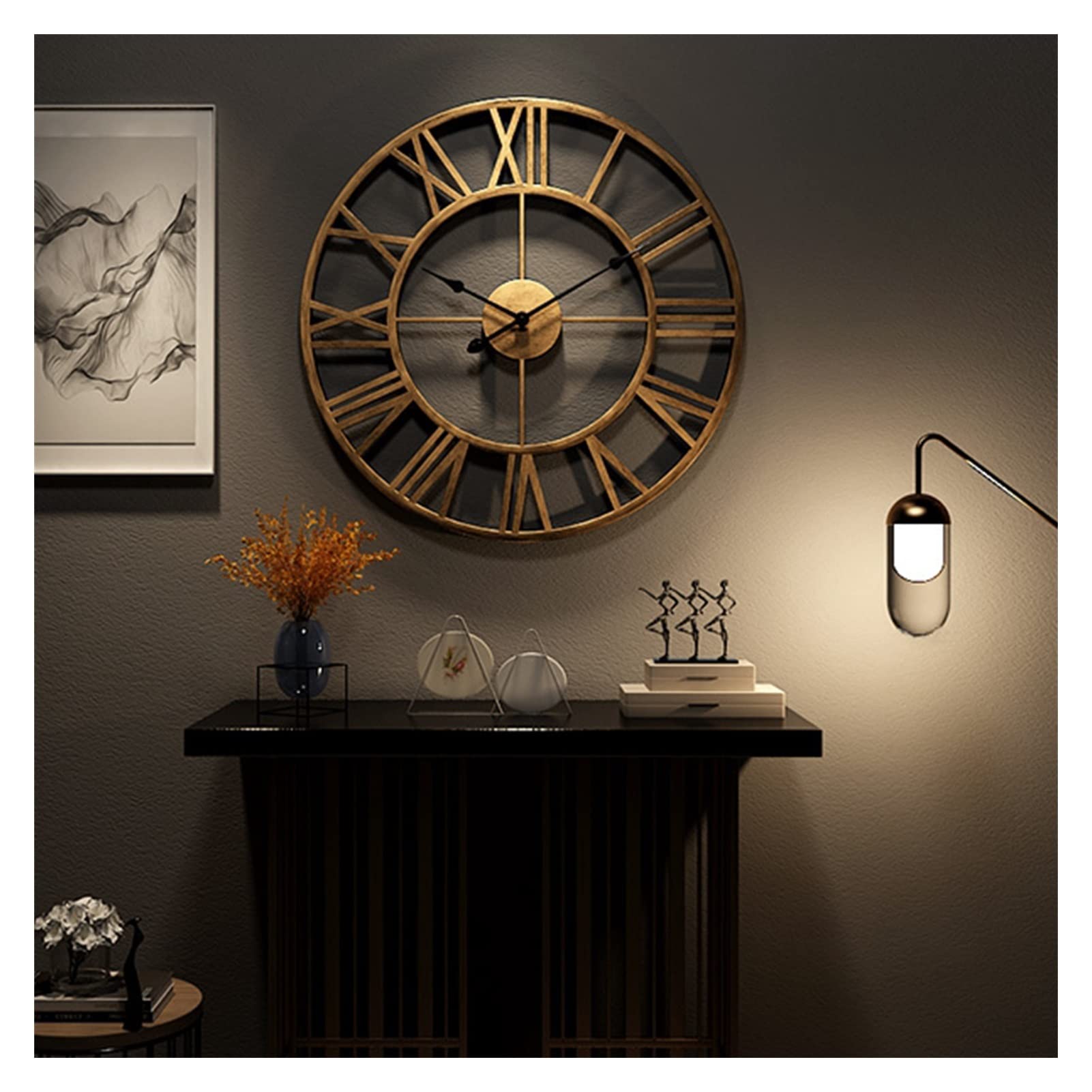 Saturey Relojes de Pared Metal Retro 6 0cm Reloj de Pared Grande Estéreo Número Romano Mute Reloj de Pared Decorativo Relojes de Pared Salon