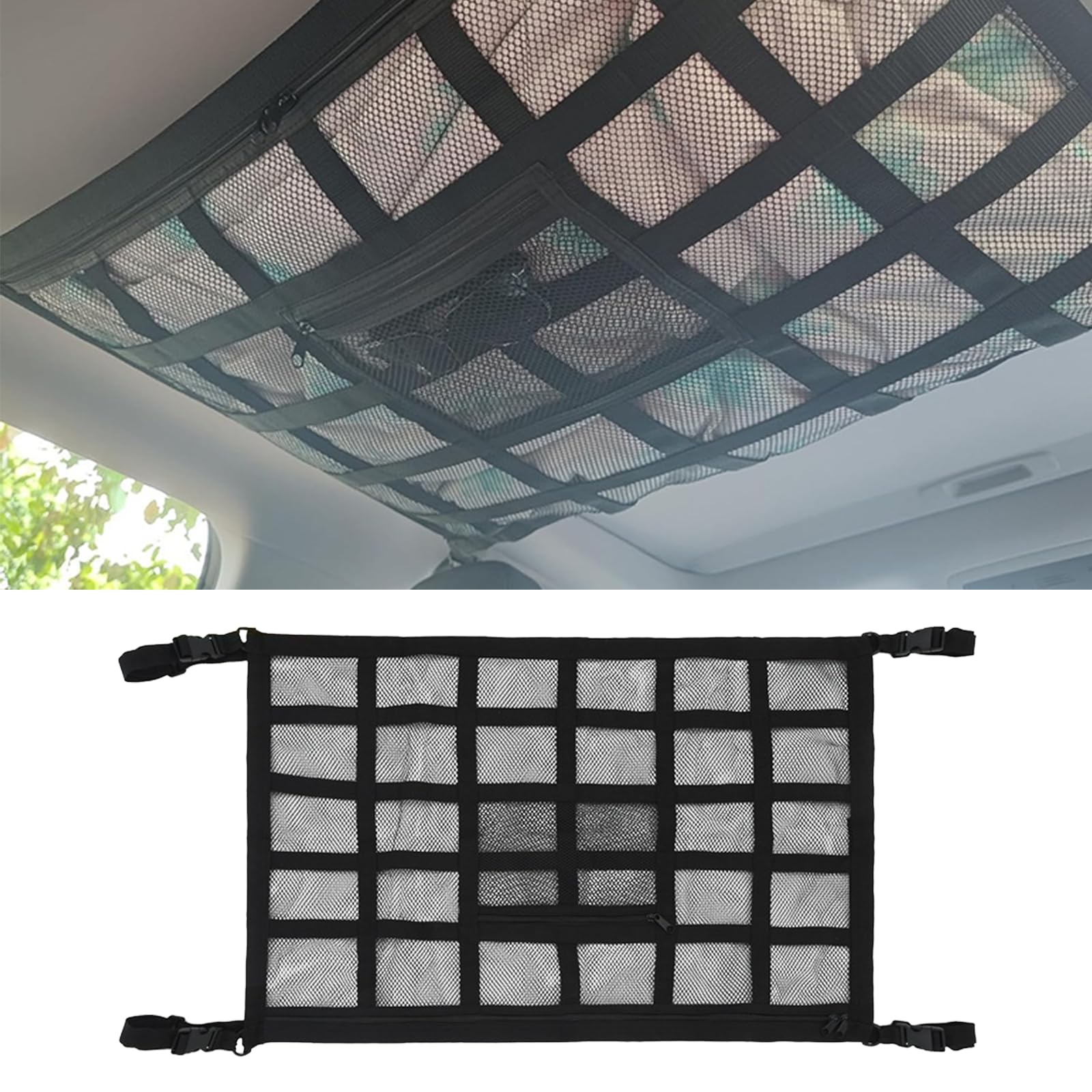 Red De Almacenamiento Para Techo De Coche 90x65 Cm - Red Universal Para Furgoneta, SUV O Jeep