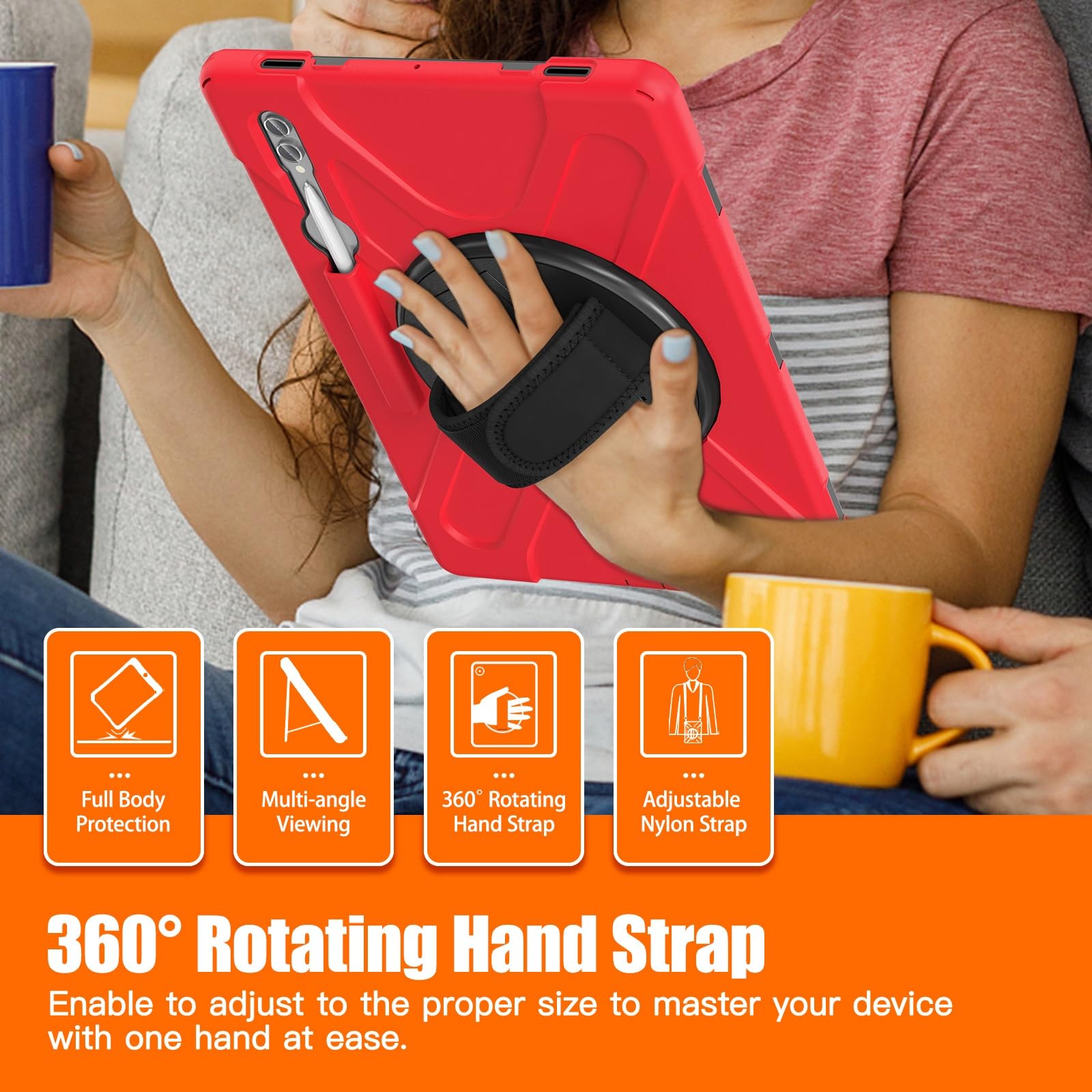 Podróż na tablecie Kompatybilny z etui Samsung Galaxy Tab S9 Ultra 14,6 cala 2023 SM-X910/X916B/X918U Etui z uchwytem na długopis, wytrzymałe, odporne na wstrząsy etui chroniące przed upadkiem Osłona