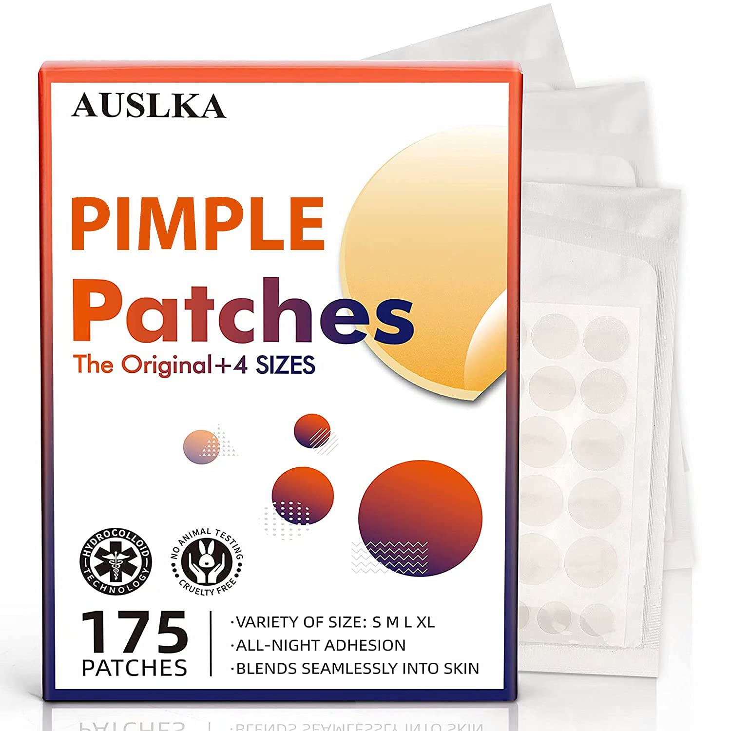 AUSLKAPimple Patches -174 Patches, Hydrocolloid Spot Dots - Blemishes Patch - Pimple Stickers, Patches To Cover Facial Blemishes