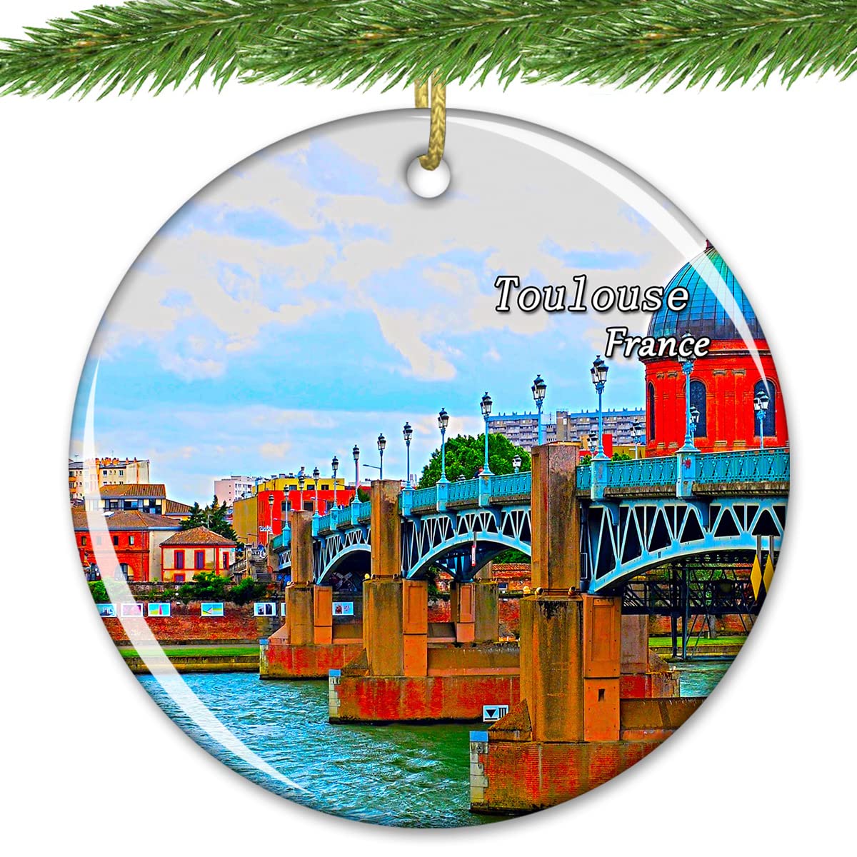 France Toulouse Christmas Ornament Xmas Tree Ornaments Ceramic Christmas Decorative Hanging Ornaments for Holiday Halloween Christmas Tree Decor