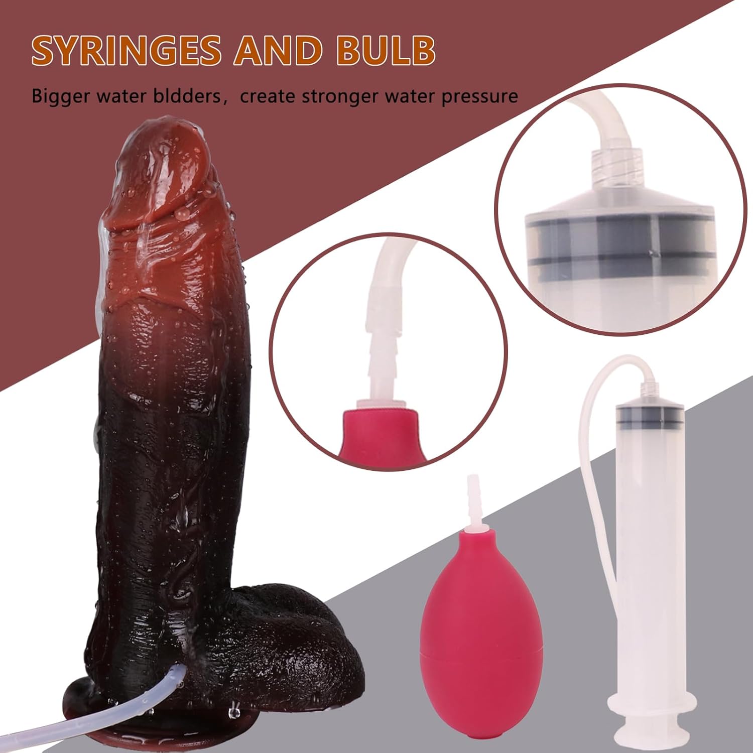 Realistic Dildo Ejaculating Penis, 8.26'' Black Squirting 2 in 1 Silicone Penis Ejaculating with Powerful Suction Cup Adult Sex Toy for Women Men (Black)