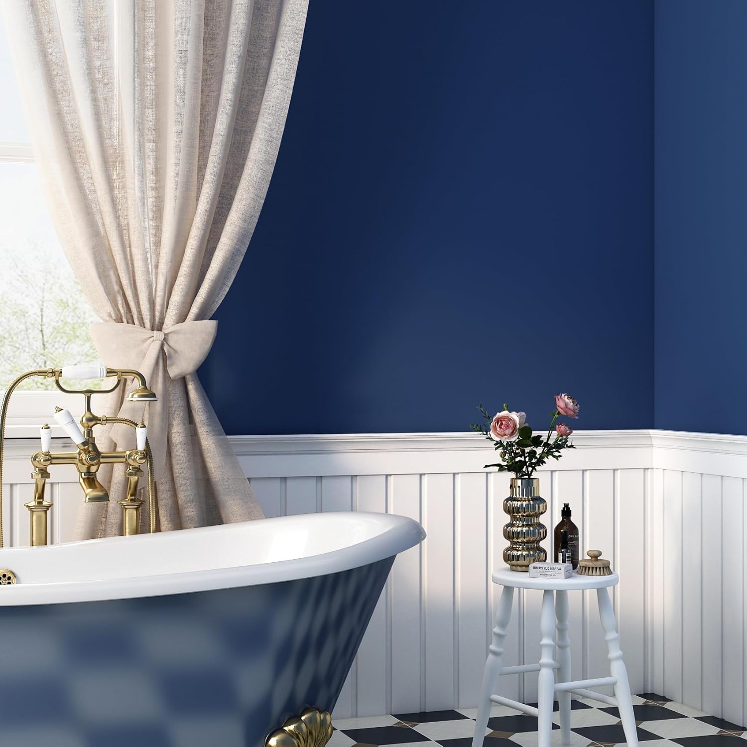 Livelynine 15.8x394 Blue Peel and Stick Wallpaper for Bathroom Waterproof Renter Friendly Bedroom Wallpaper Accent Wall Covering Cabinet Contact Paper Waterproof Kitchen Vinyl Wrap Sticky Boys Ideas