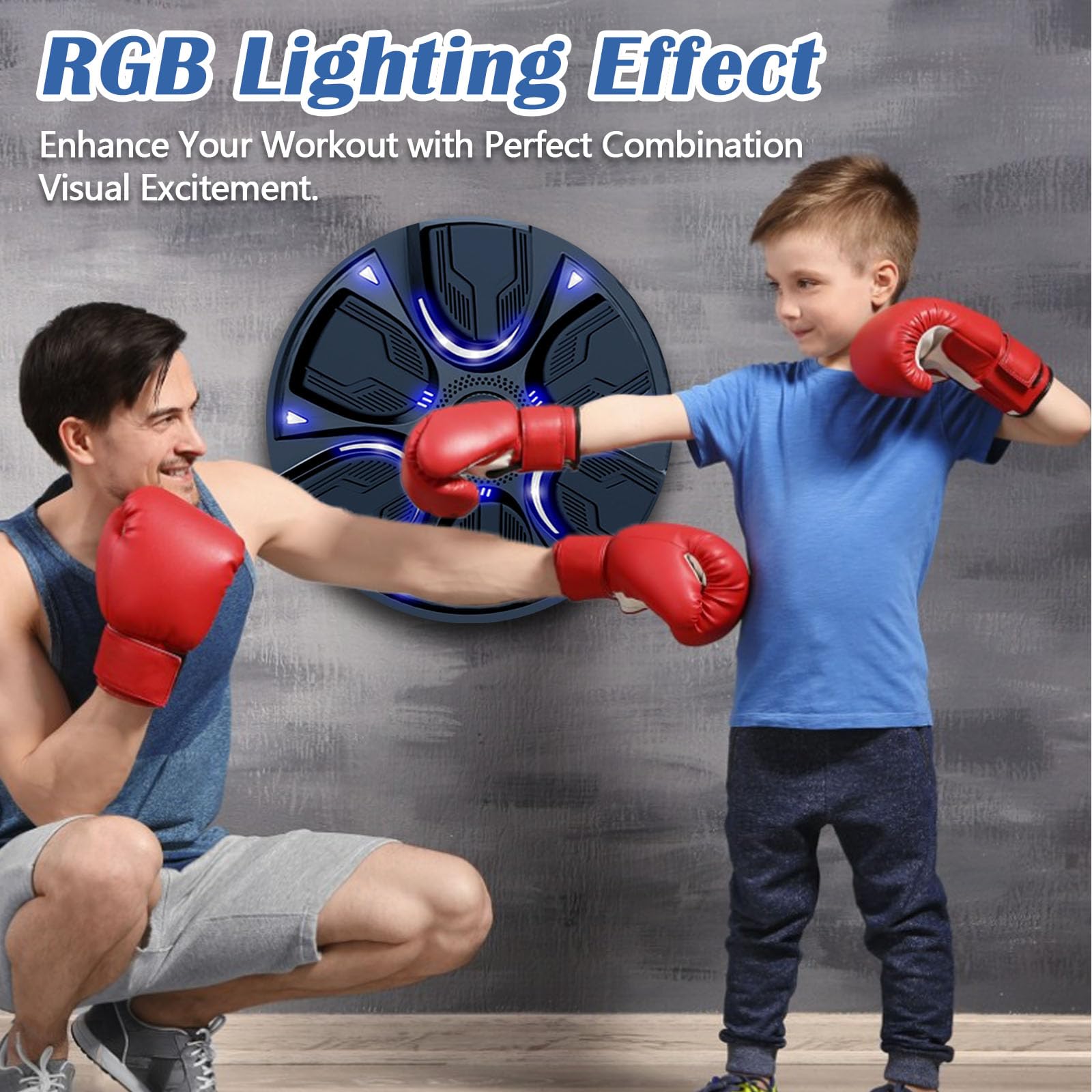 Macchina da Boxe Musicale, Intelligente Macchina Elettronica Allenamento Boxe Montata a Parete, Supporta Bluetooth, Regolazione Della Velocità, Macchina da Boxe Musicale con Guanti per Adulti