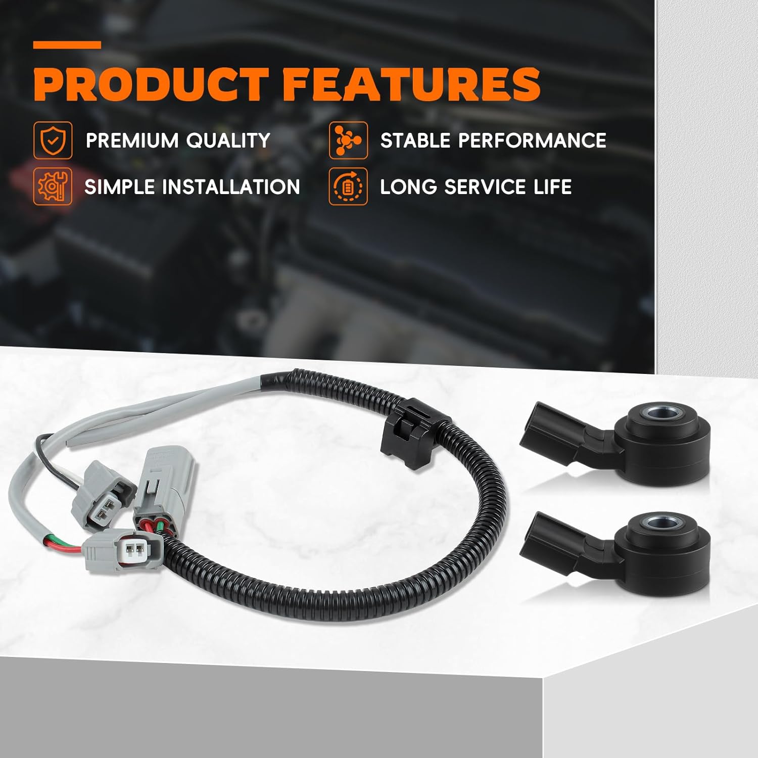 89615-06010 Knock Sensor with Harness Replacement for Toyota Camry SE 04-06 for Highlander 04-10 Sienna 04-06 Solara 04-08 ES330 RX33 04-06 RX400 06-08