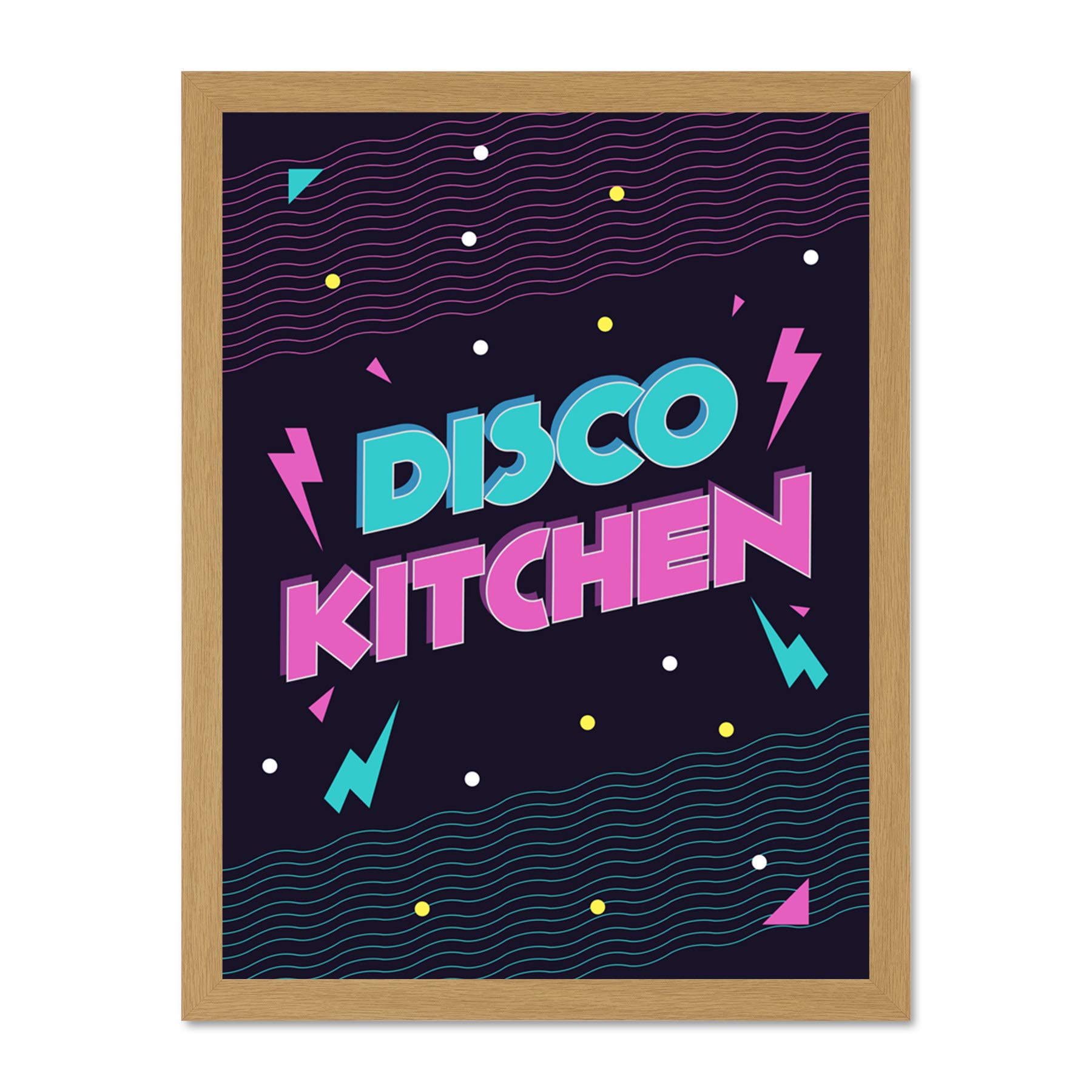 Wee Blue Coo Disco Kitchen 80s Large Framed Art Print Wall Poster 18x24 inch