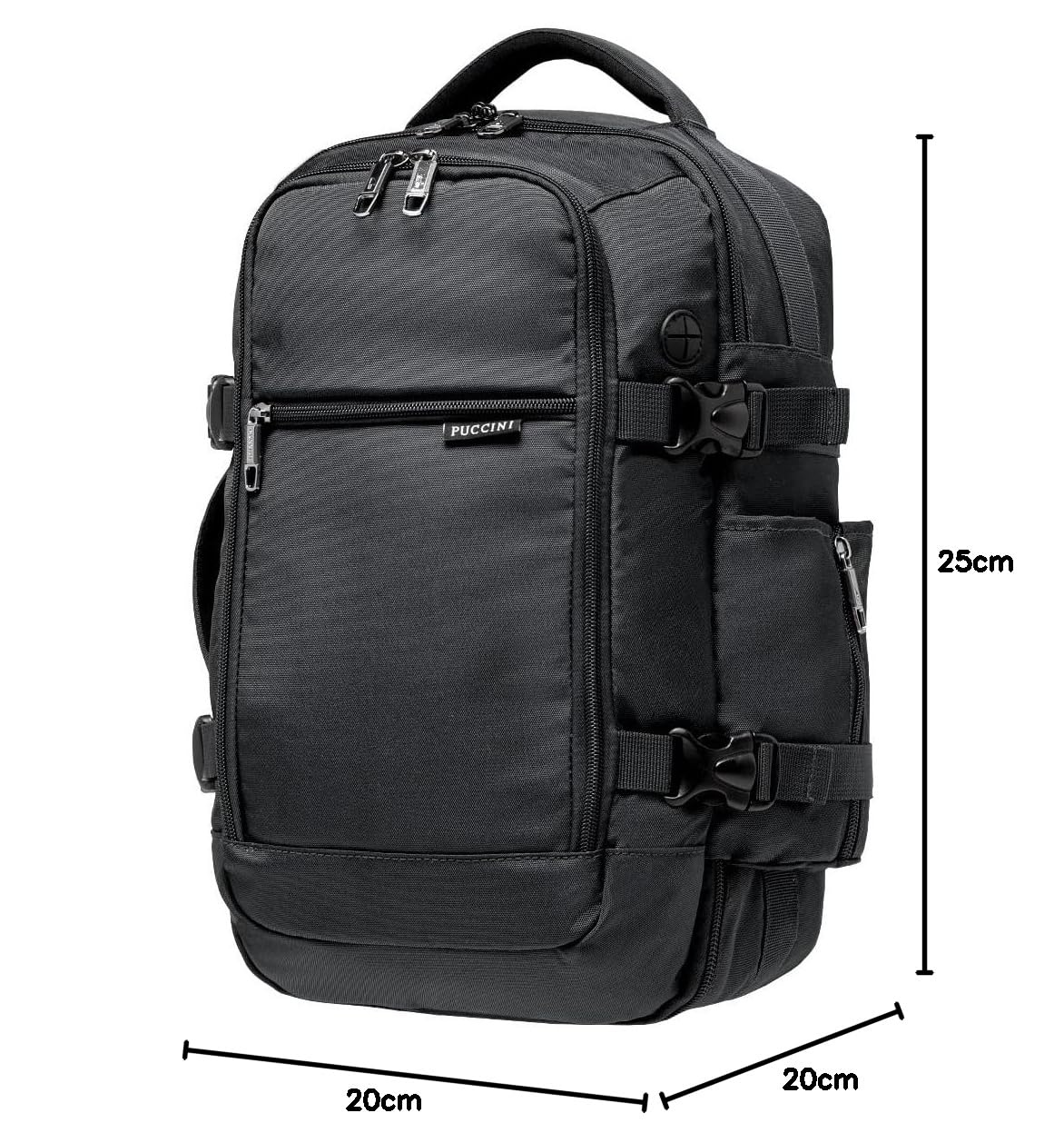 PUCCINI Easy Pack plecak wielofunkcyjny, czarny, 40x20x25 cm (18 l), 40x20x25 cm (18 L)