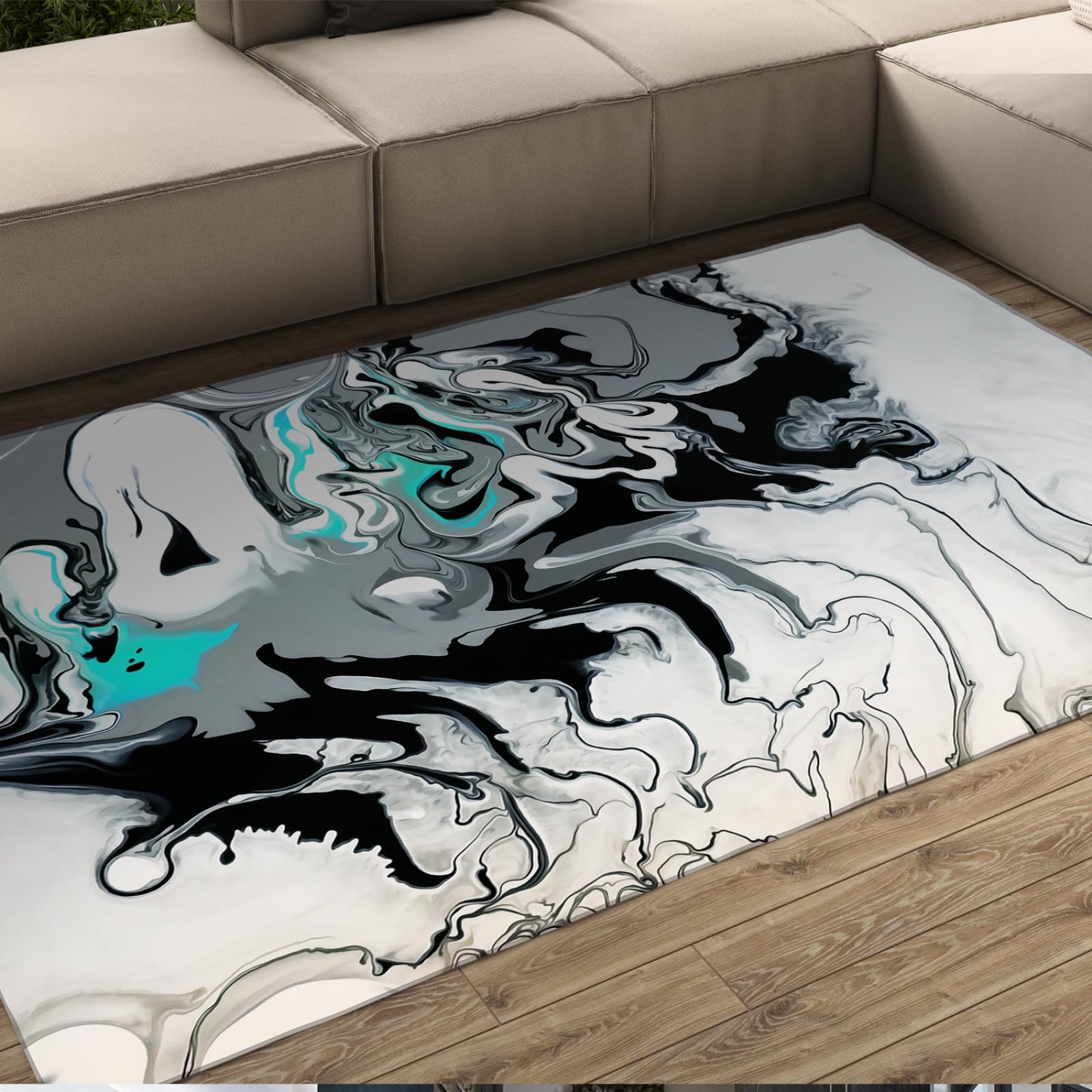 Yoga Mat Marmo Inchiostro Carta Texture Tappeti Area nera e grigia Morbido antiscivolo Indoor Living Room Runner Tappeti Tappeti moderni per la decorazione della casa 90x120cm
